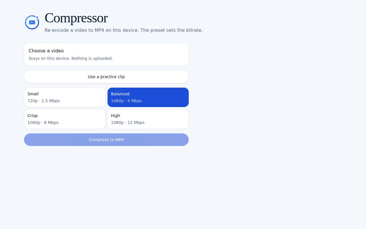 Compressor on a computer, with example data