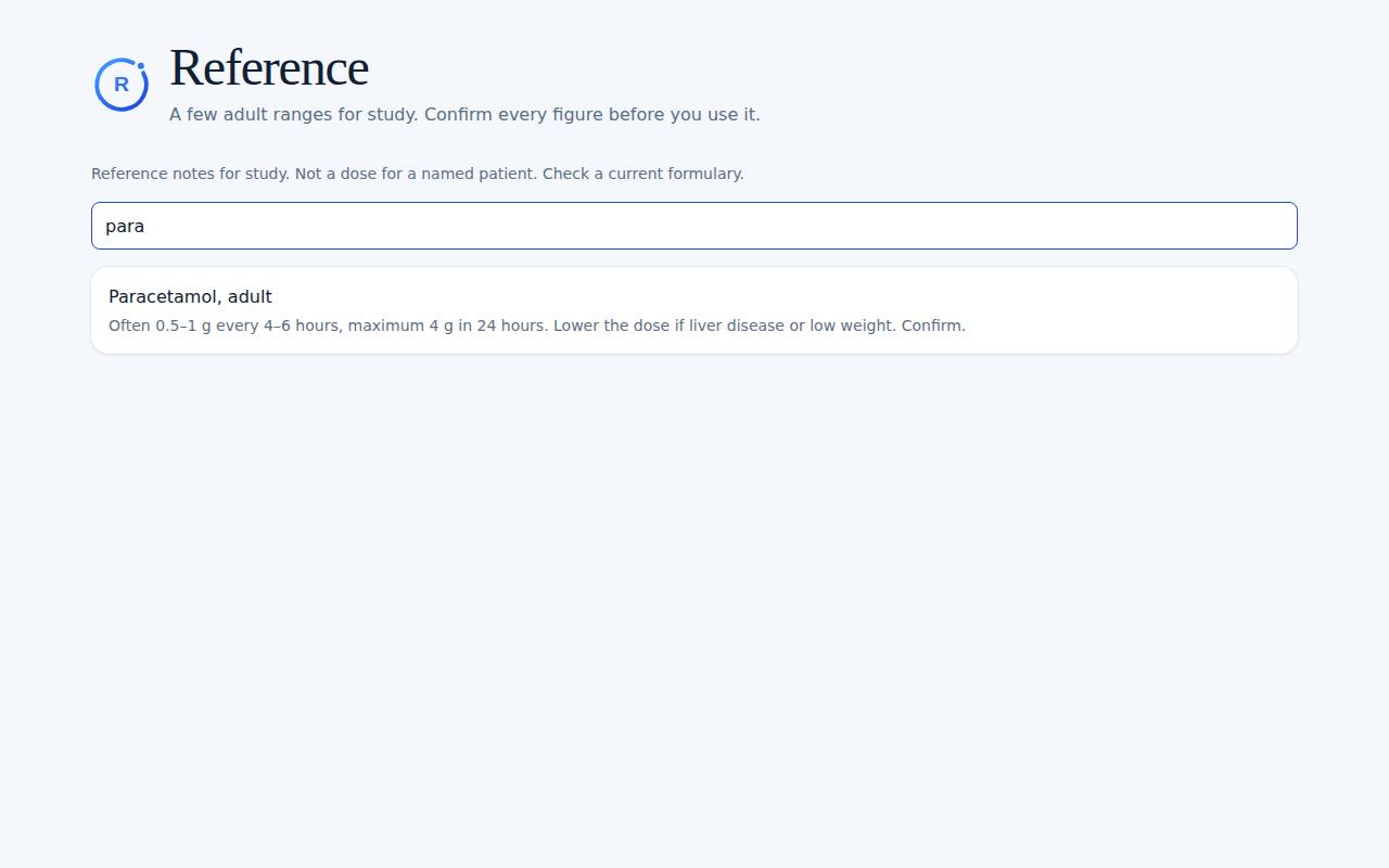 Reference on a computer, with example data