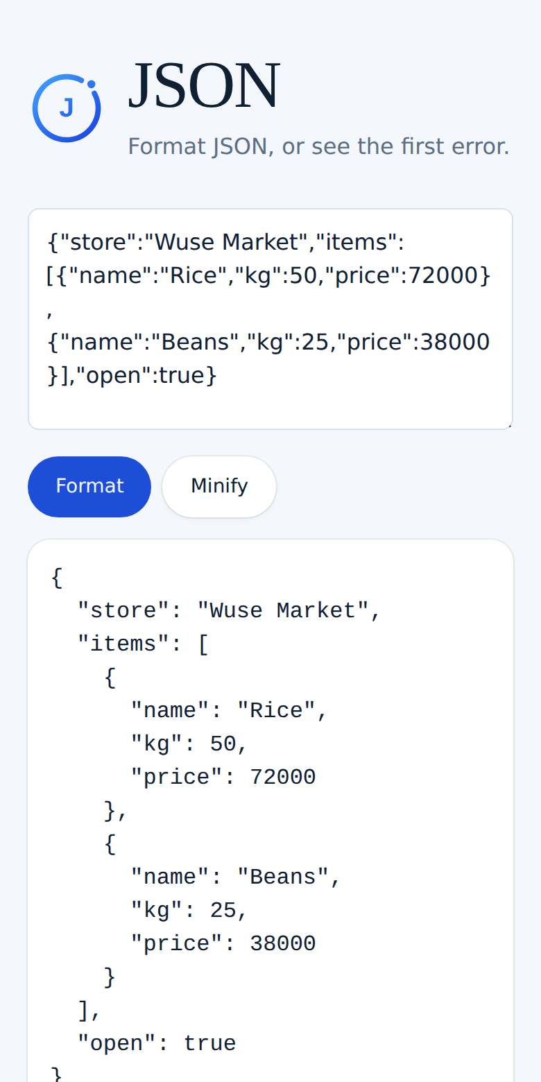 JSON on a phone