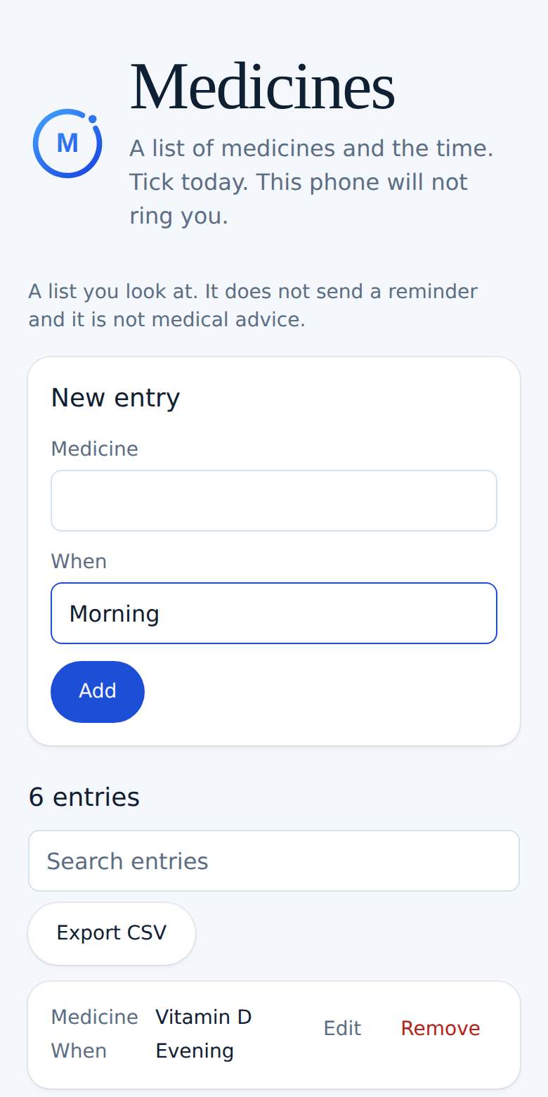 Medicines on a phone