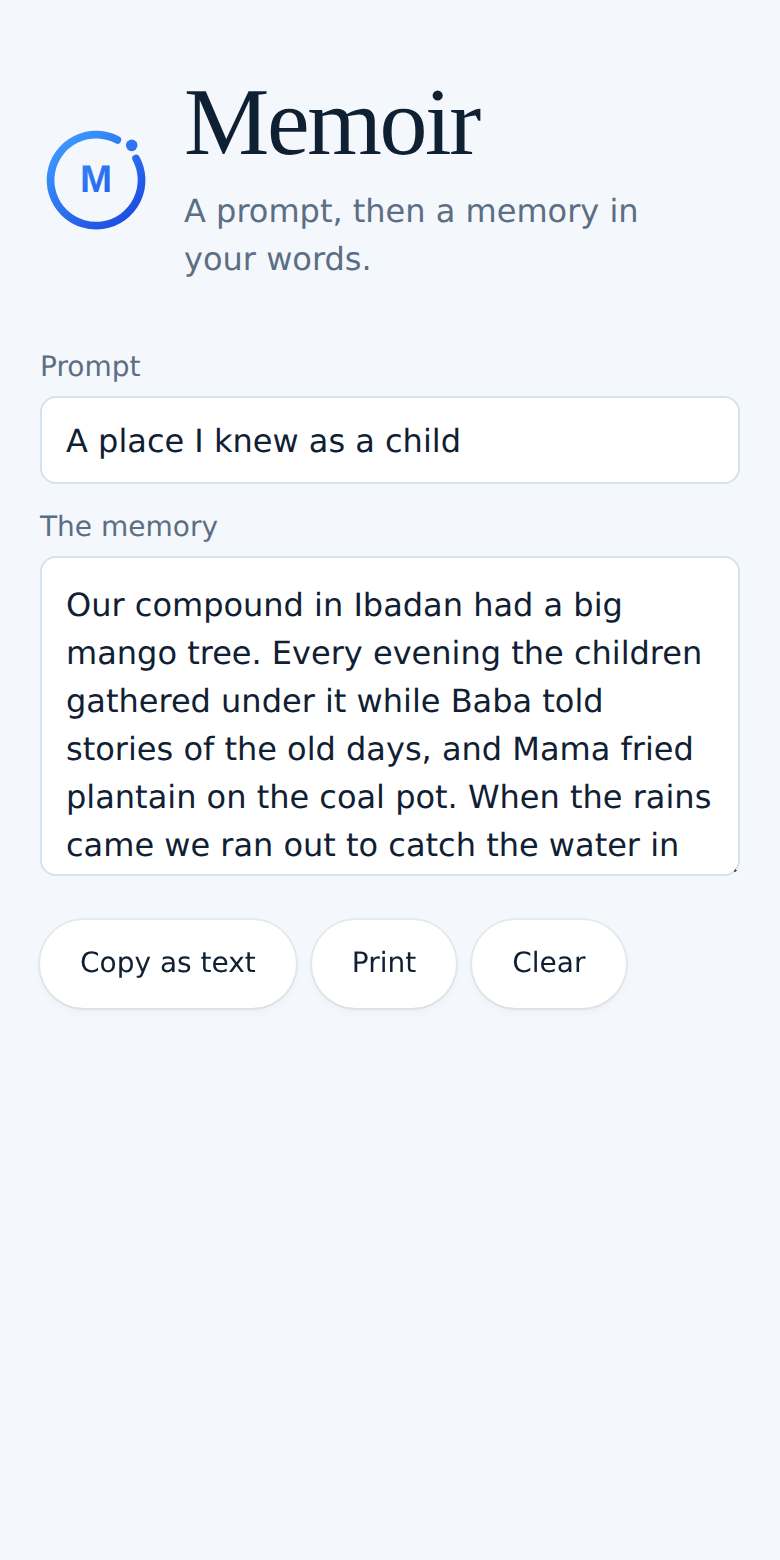 Memoir on a phone