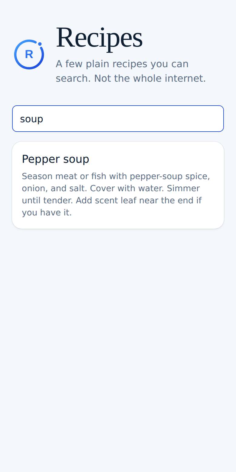 Recipes on a phone