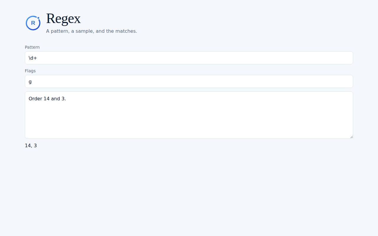 Regex on a computer, with example data