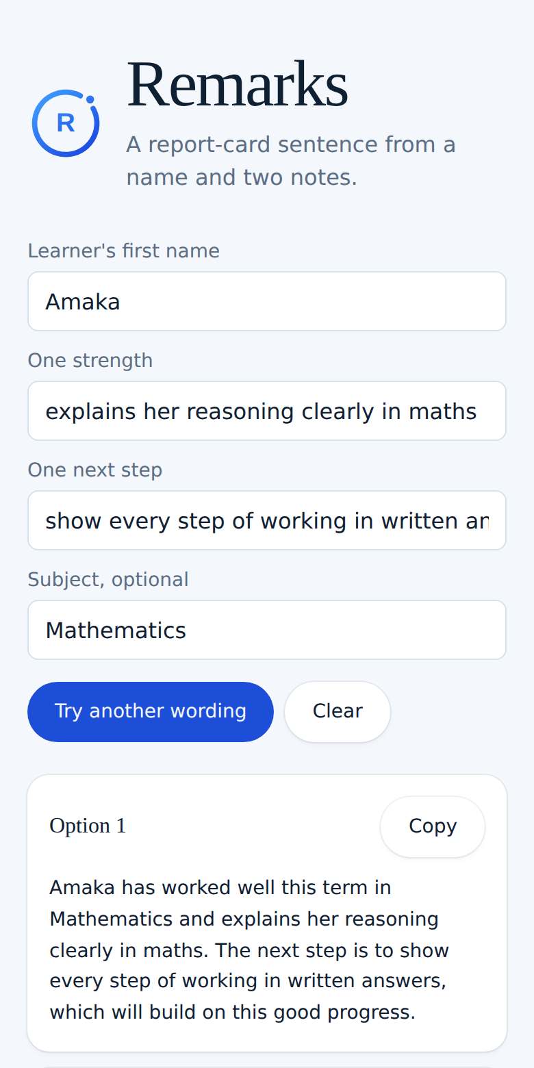Remarks on a phone