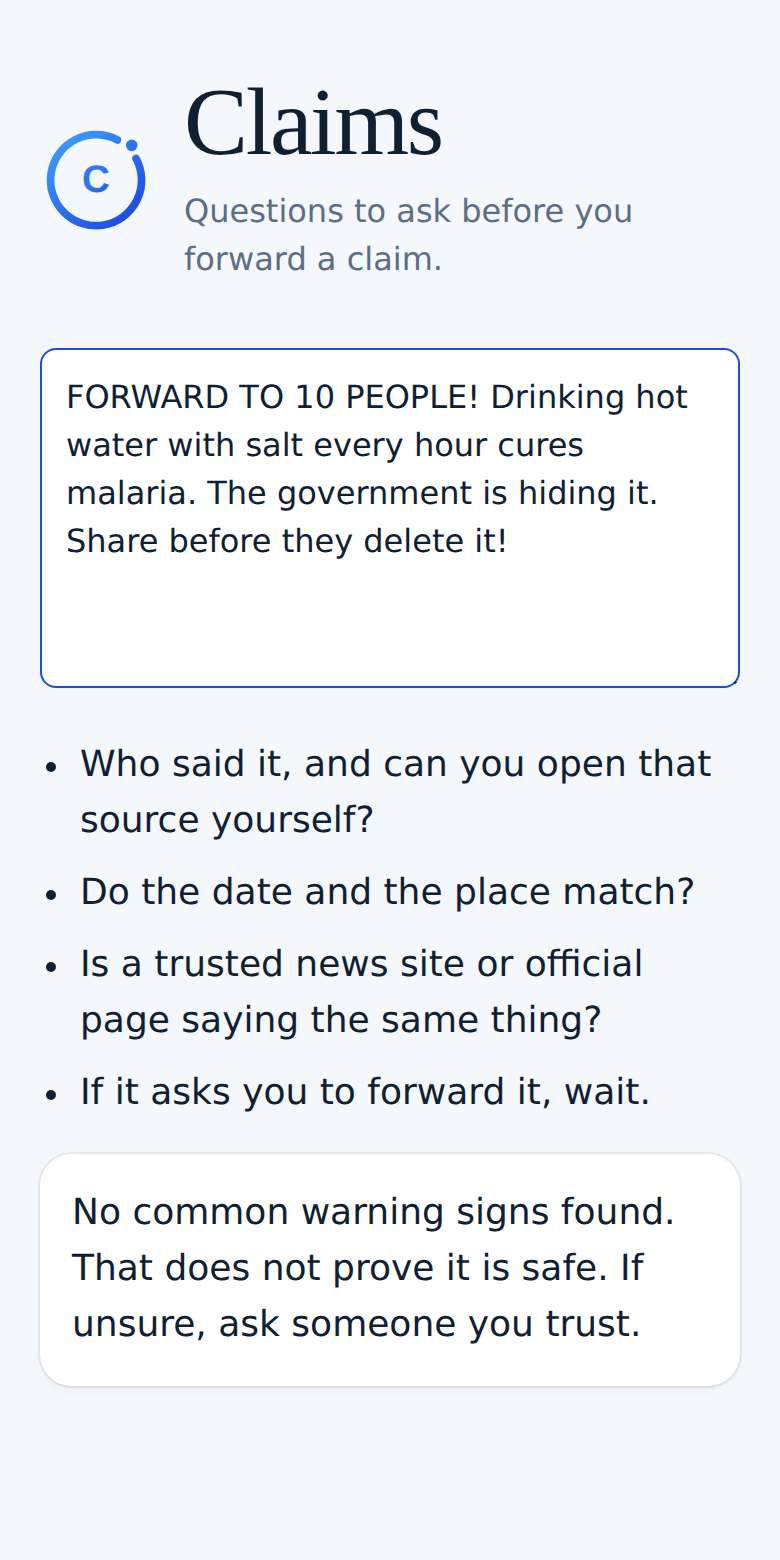 Claims on a phone