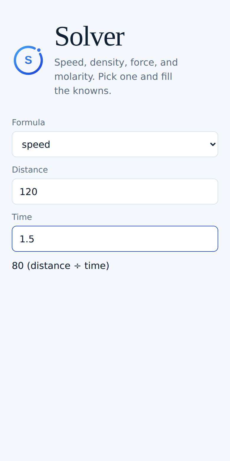 Solver on a phone