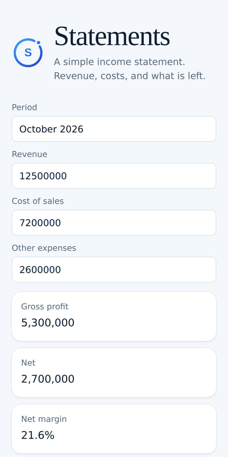 Statements on a phone