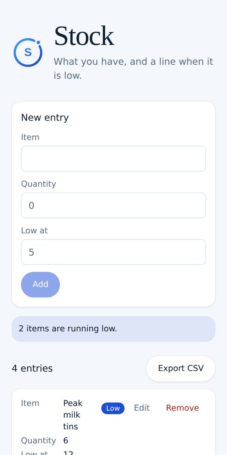 Stock on a phone