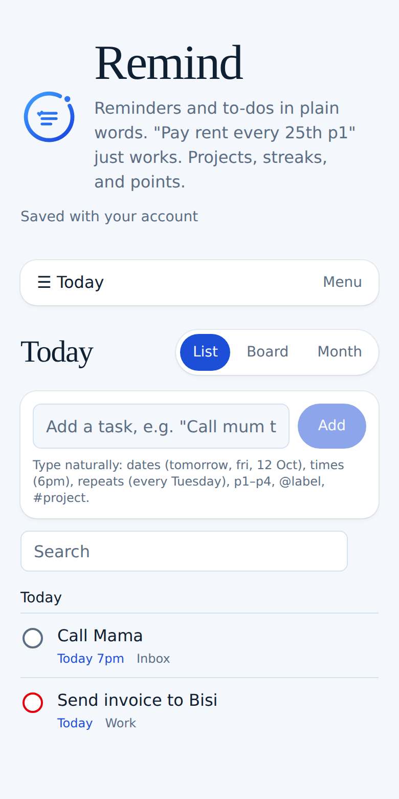 Remind on a phone