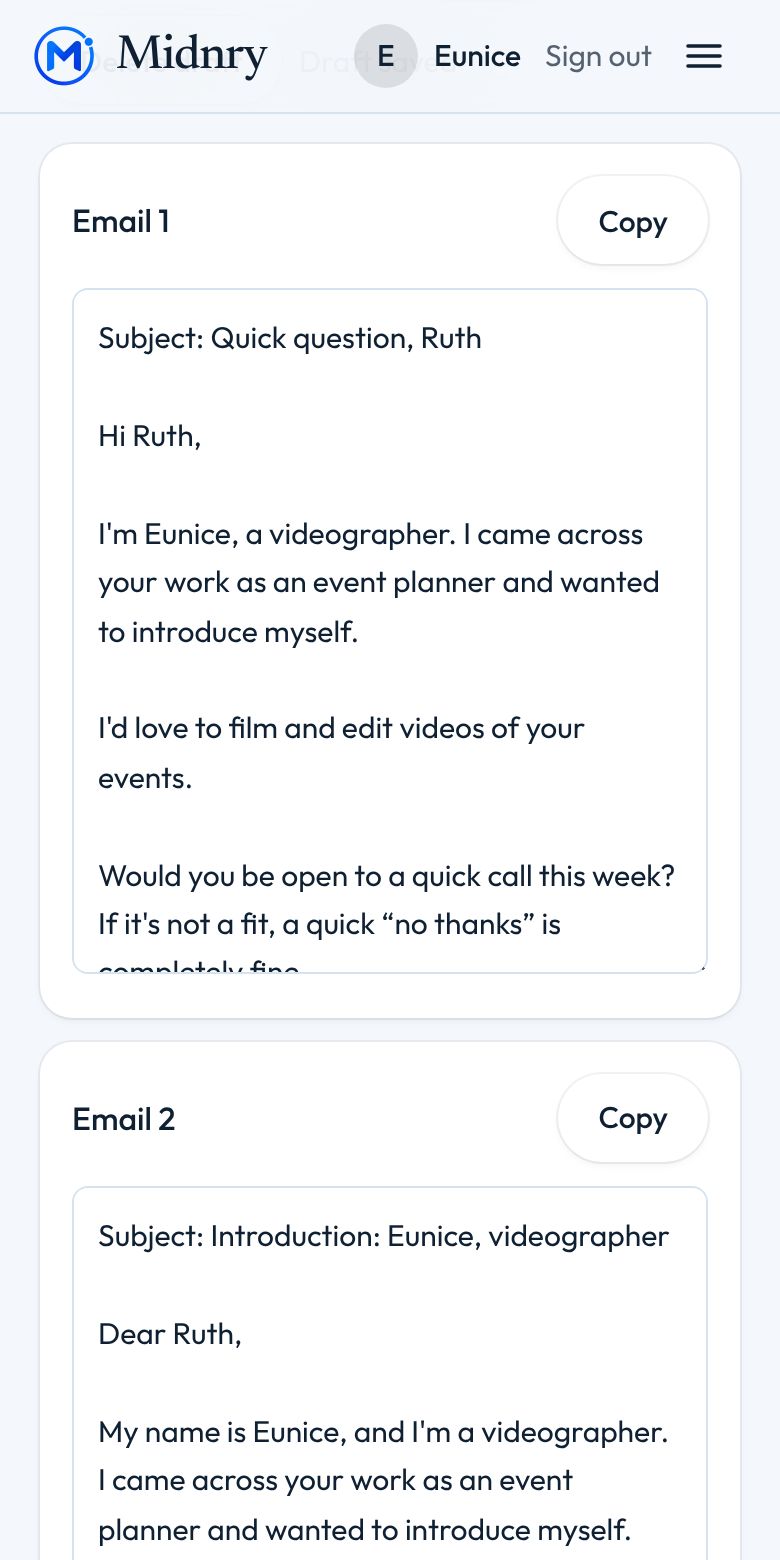 Writing studio on a phone, with example data